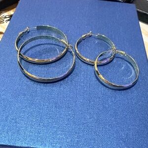 Chic Gold and Silver Tone Hoop Earrings